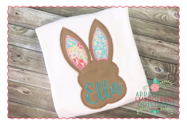 242 Bunny Silhouette Bean and ZZ Simple Stitch Applique Design