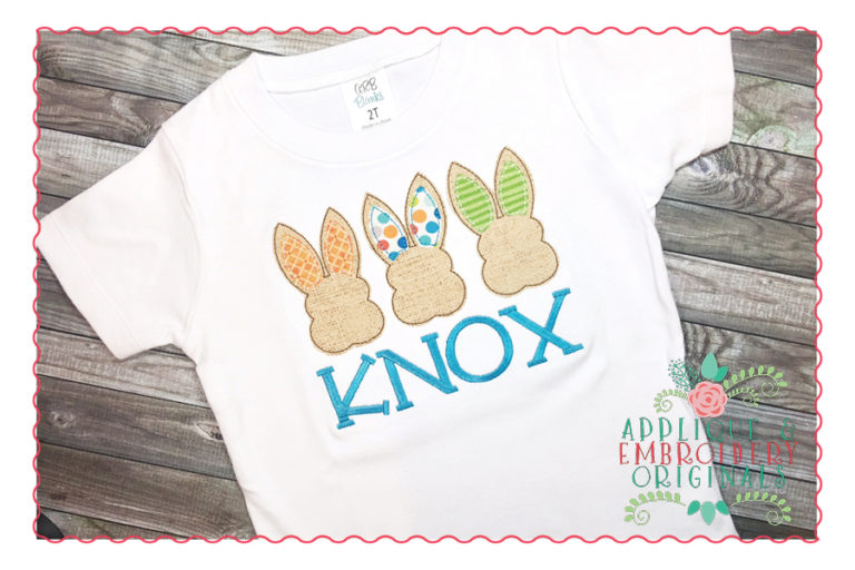 243 Bunny Silhouette Trio Bean ZZ Simple Stitch Applique Design - Image 2