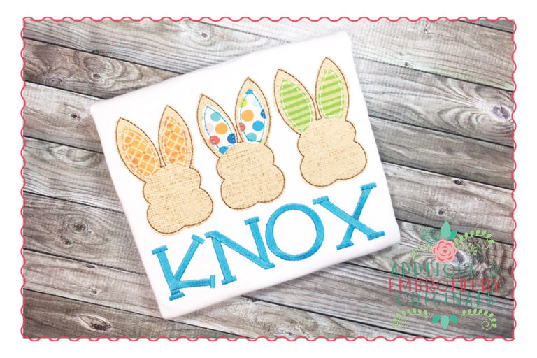 243 Bunny Silhouette Trio Bean ZZ Simple Stitch Applique Design