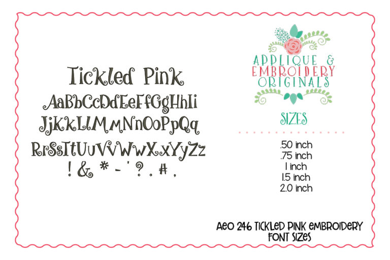 246 Tickled Pink Embroidery Font - Image 3