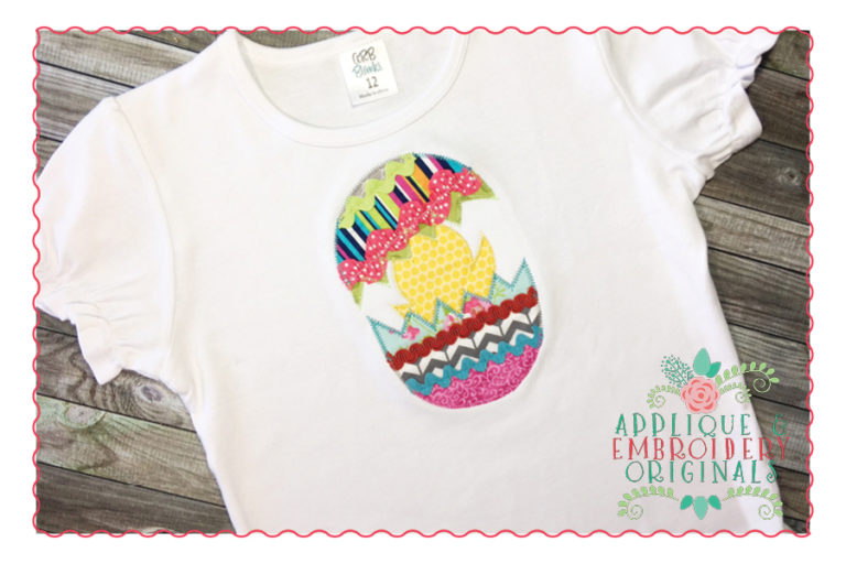 248 Cracked Egg with Chick Simple Stitch Applique Design - Image 2