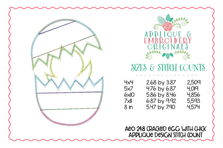248 Cracked Egg with Chick Simple Stitch Applique Design - Image 3