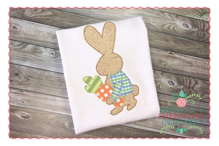 249 Bunny Rabbit with Coat Carrot Applique Design