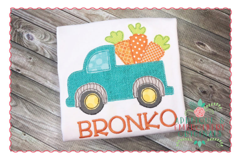 250 Truck with Carrots Simple Stitch Applique Design