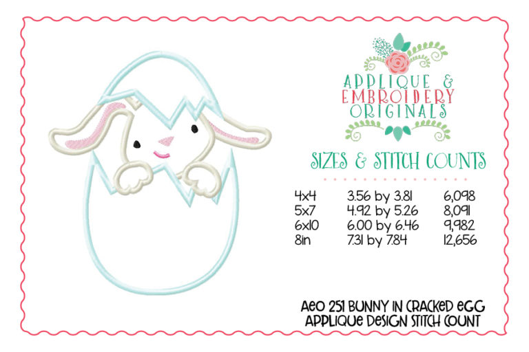 251 Bunny Rabbit in Cracked Egg Applique Design - Image 2