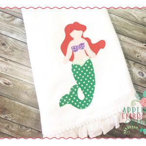 252 Red Mermaid Princess Simple Stitch Applique Design
