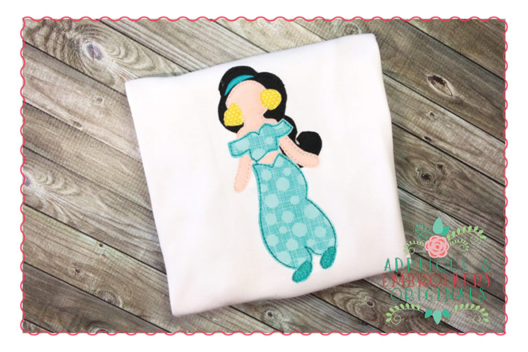 253 Teal Princess Simple Stitch Applique Design