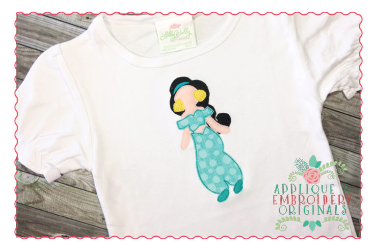 253 Teal Princess Simple Stitch Applique Design - Image 2