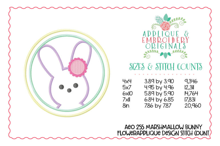 255 Marshmallow Bunny with Flower Girl Applique Design - Image 3