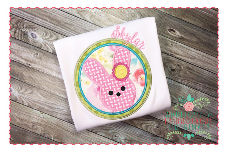 255 Marshmallow Bunny with Flower Girl Applique Design