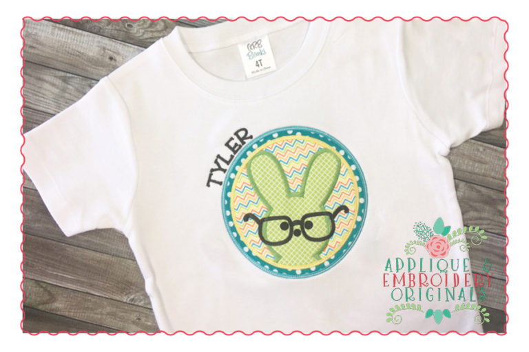 256 Marshmallow Bunny with Glasses Applique Design - Image 2