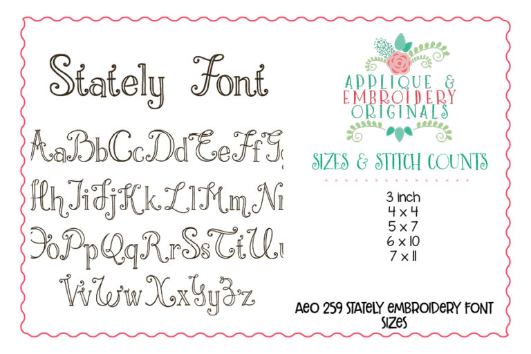 259 Stately Embroidery Font - Image 3