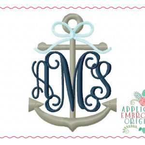 260 Catalina Anchor with Bow Monogram Embroidery Font