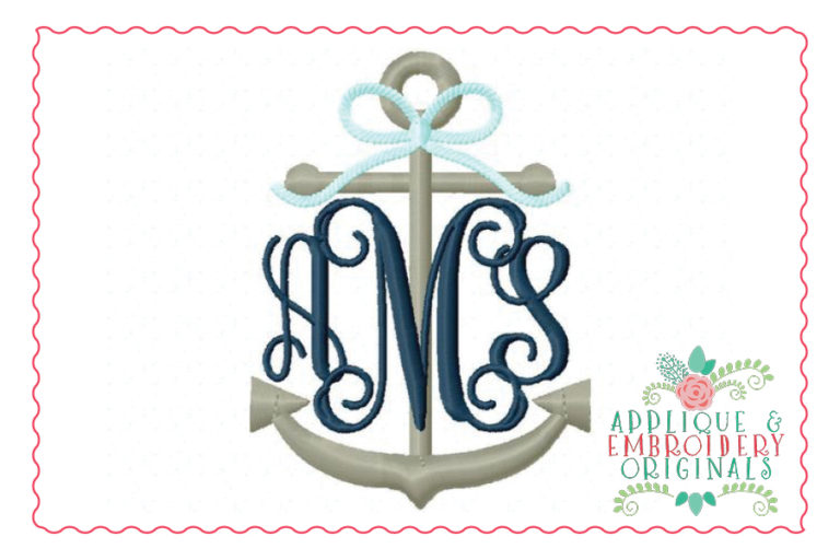 260 Catalina Anchor with Bow Monogram Embroidery Font