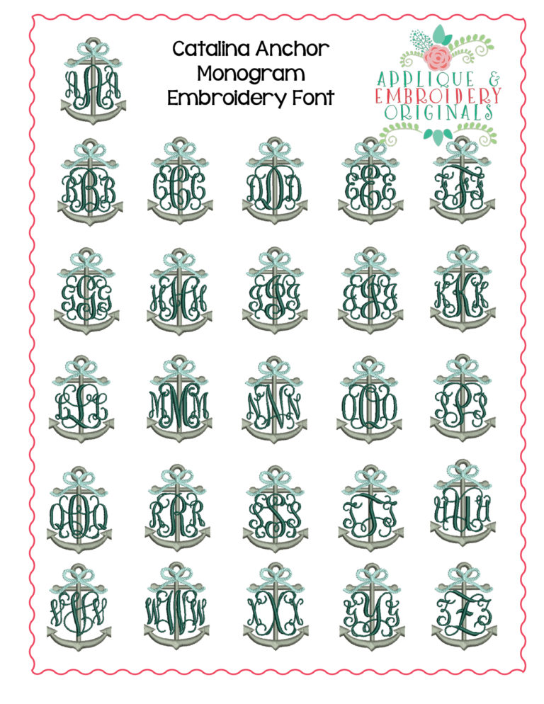 260 Catalina Anchor with Bow Monogram Embroidery Font - Image 2