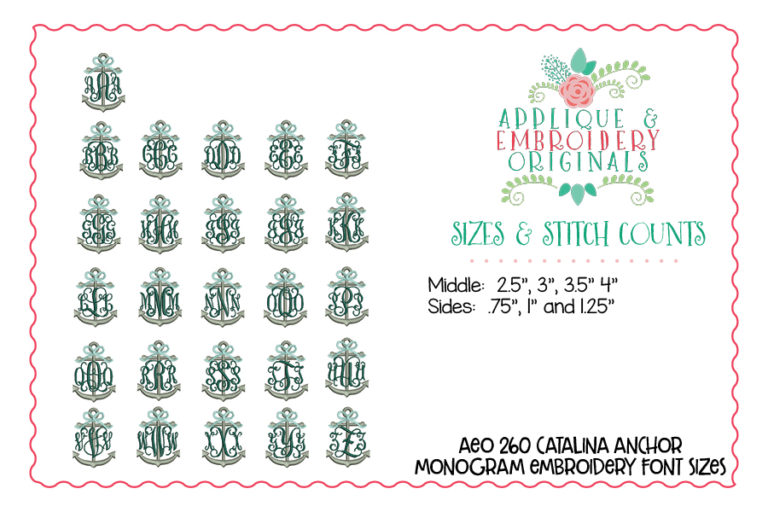 260 Catalina Anchor with Bow Monogram Embroidery Font - Image 3