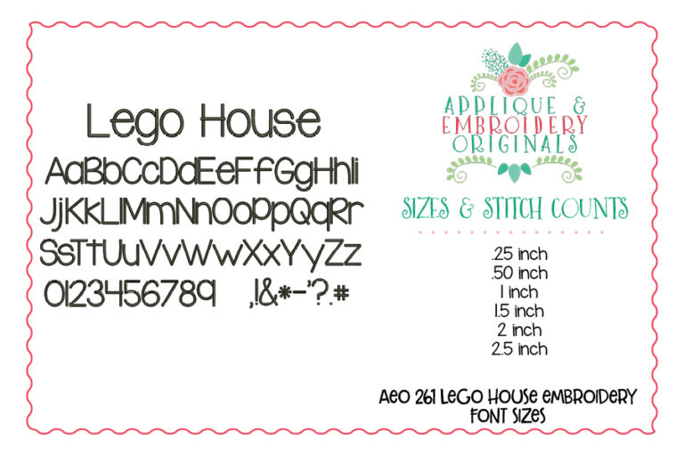 261 Lego House Embroidery Font - Image 3