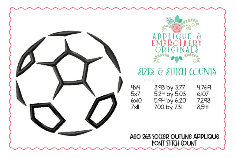 263 Soccer Ball Outline Applique Design - Image 3