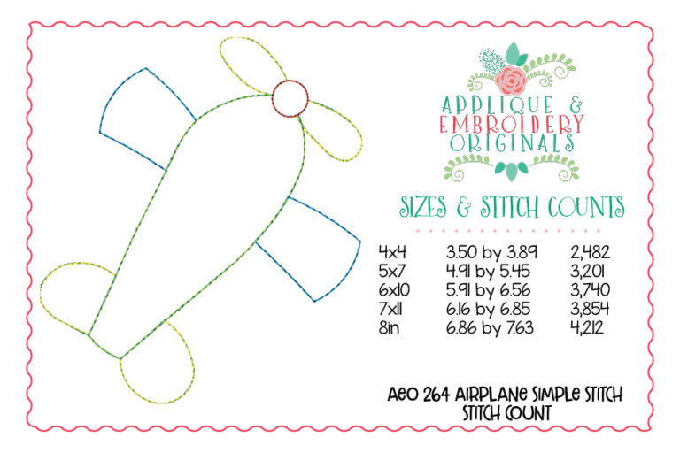 264 Airplane Simple Stitch Applique Design - Image 2