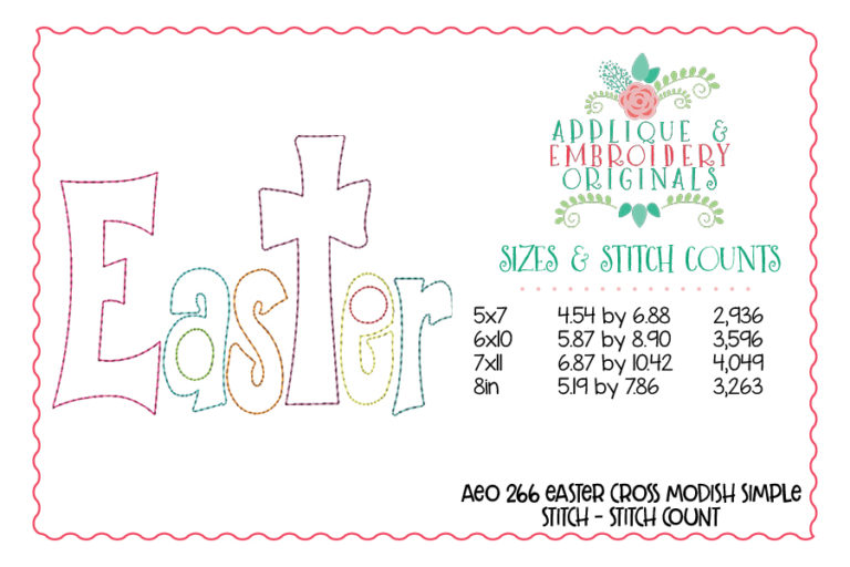 266 Easter Cross Modish Simple Stitch Applique Design - Image 4