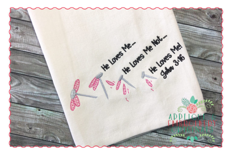 267 He Loves Me Flower Nail Jesus Saves Easter Embroidery Design