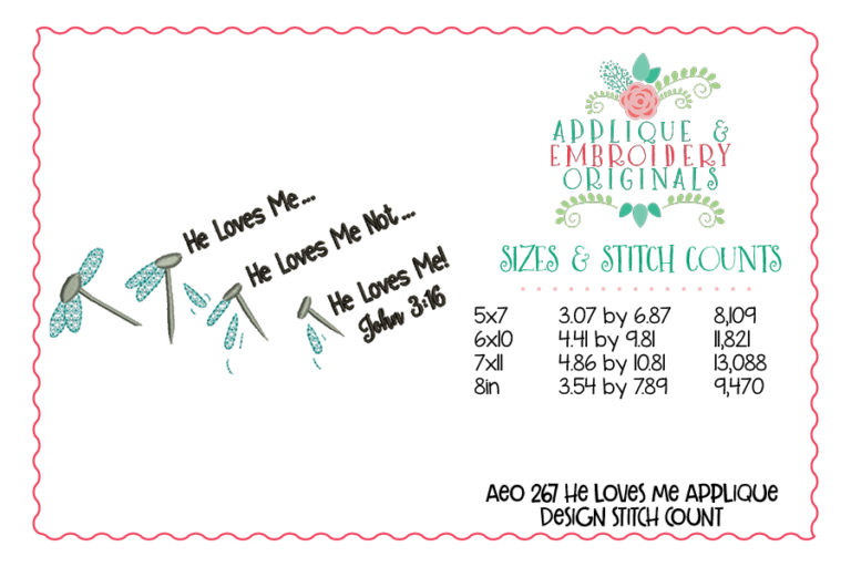 267 He Loves Me Flower Nail Jesus Saves Easter Embroidery Design - Image 2