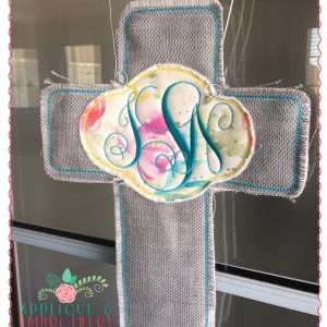 268 Cross Monogram Door Hanger In-The-Hoop Applique Design