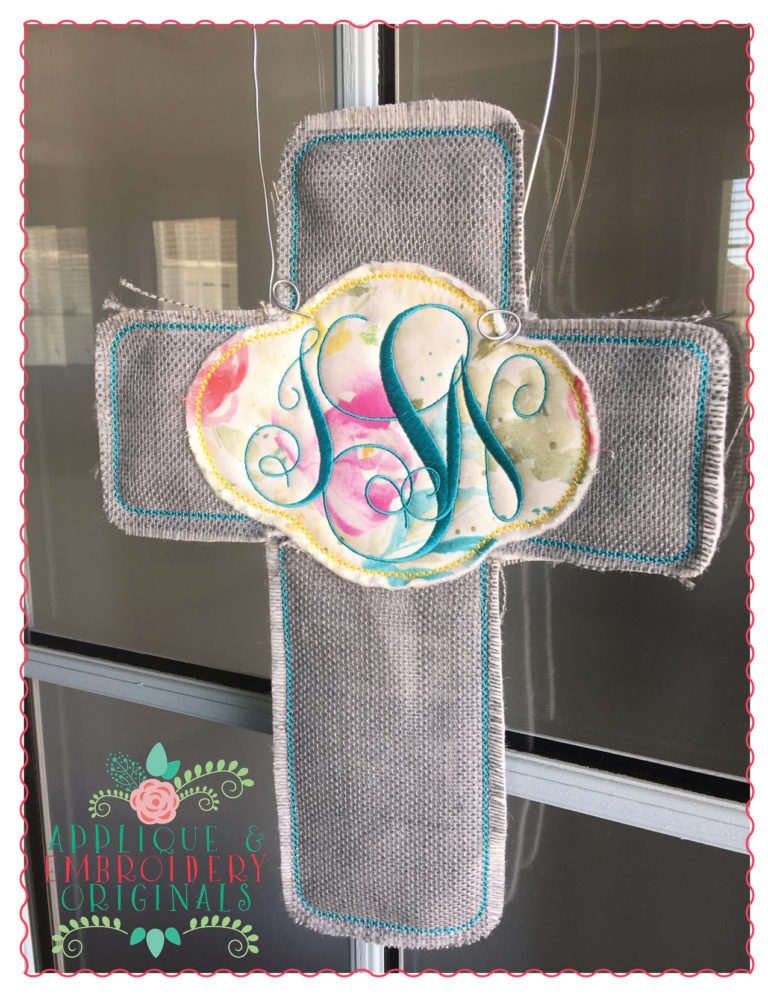 268 Cross Monogram Door Hanger In-The-Hoop Applique Design