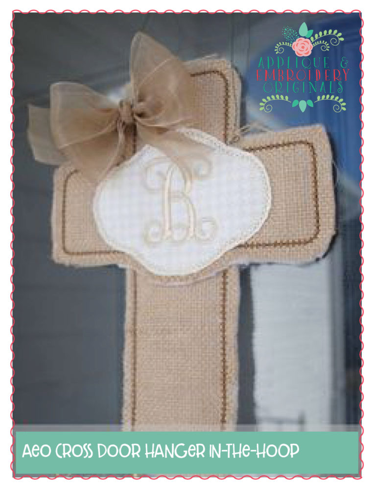 268 Cross Monogram Door Hanger In-The-Hoop Applique Design - Image 5