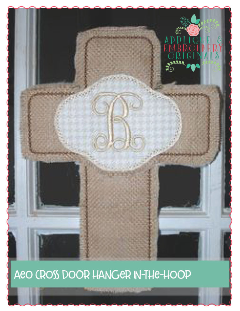 268 Cross Monogram Door Hanger In-The-Hoop Applique Design - Image 6