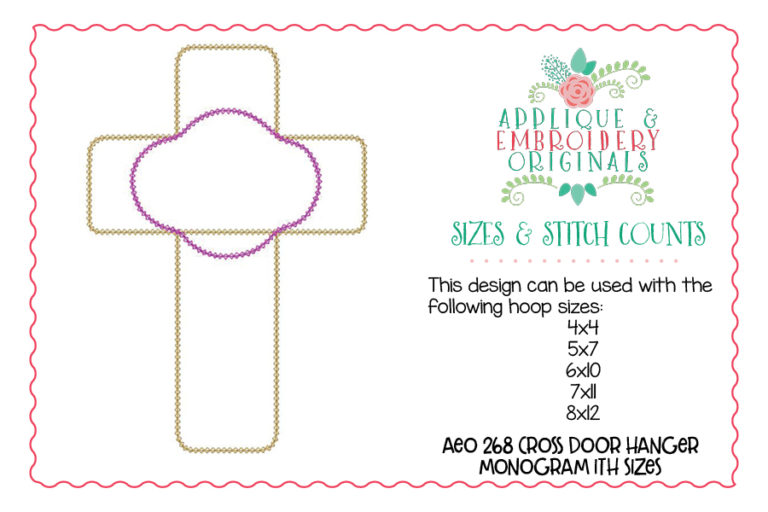 268 Cross Monogram Door Hanger In-The-Hoop Applique Design - Image 7