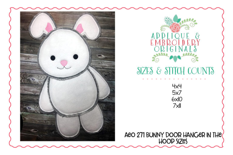 271 Easter Bunny Door Hanger In-The-Hoop Applique Design - Image 4