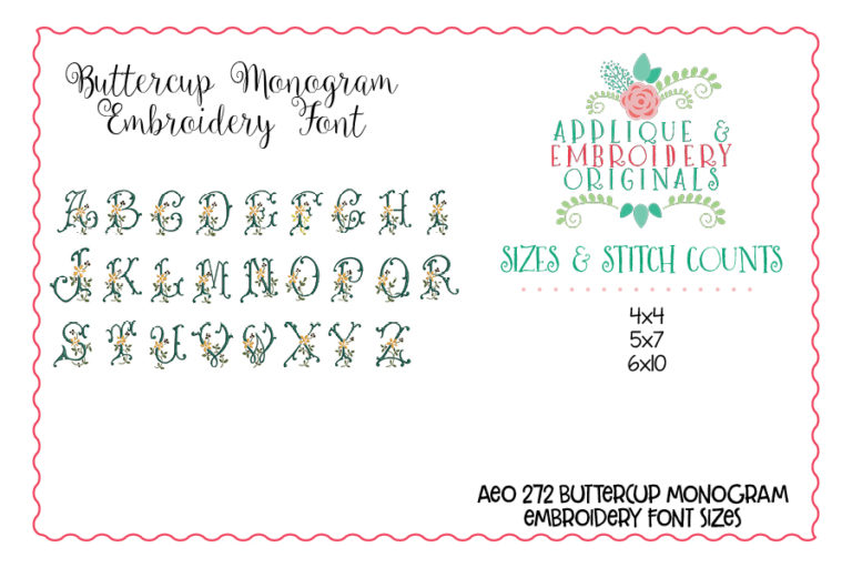272 Buttercup Floral Embroidery Font - Image 3
