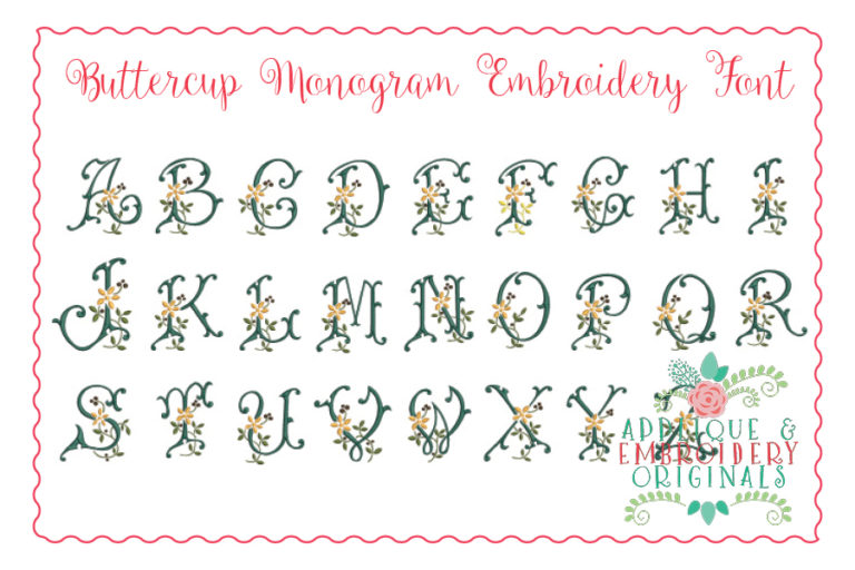 272 Buttercup Floral Embroidery Font - Image 2