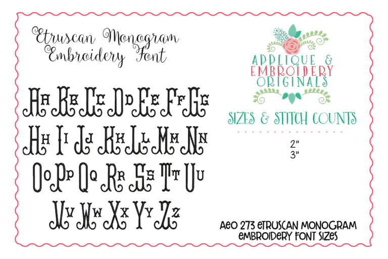 273 Etruscan Monogram Embroidery Font - Image 3