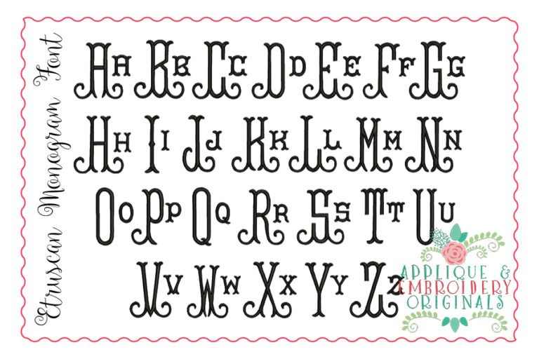 273 Etruscan Monogram Embroidery Font - Image 2