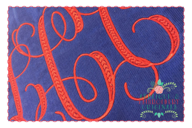 274 Chevron Vine Script Monogram Embroidery Font - Image 2