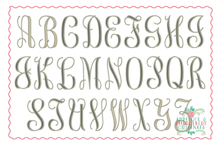 274 Chevron Vine Script Monogram Embroidery Font - Image 5