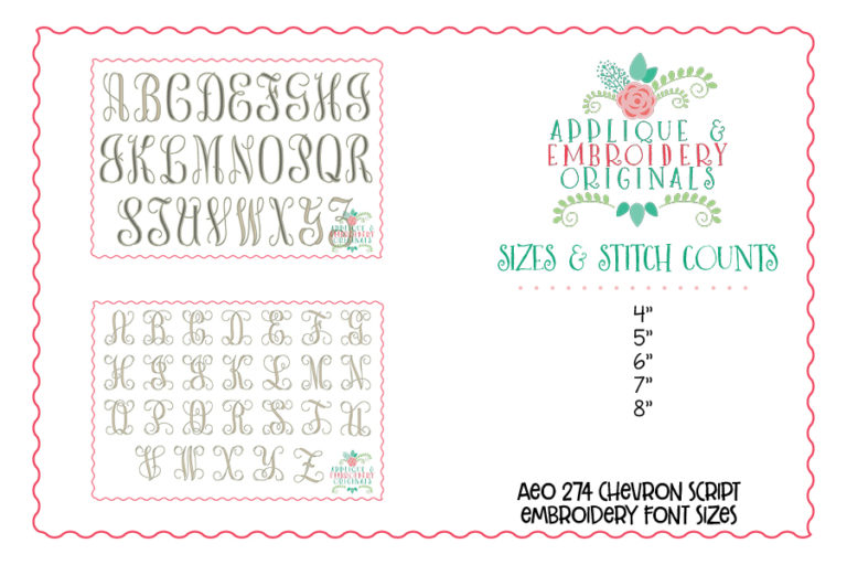 274 Chevron Vine Script Monogram Embroidery Font - Image 6