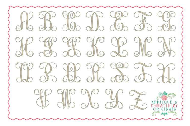 274 Chevron Vine Script Monogram Embroidery Font - Image 4