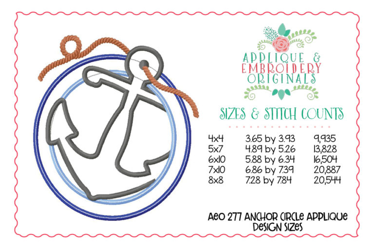 278 Anchor Rope Circle Patch Bow Applique Design - Image 3