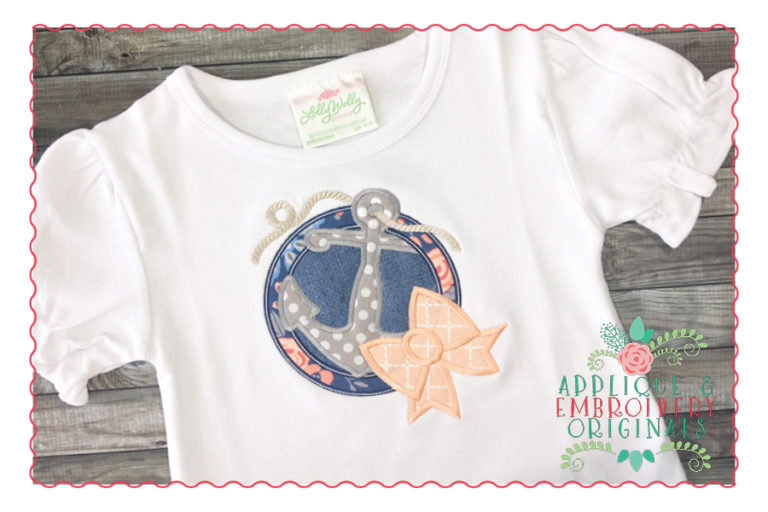 278 Anchor Rope Circle Patch Bow Applique Design - Image 2