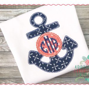 279 Anchor Scalloped Monogram Frame Applique Design