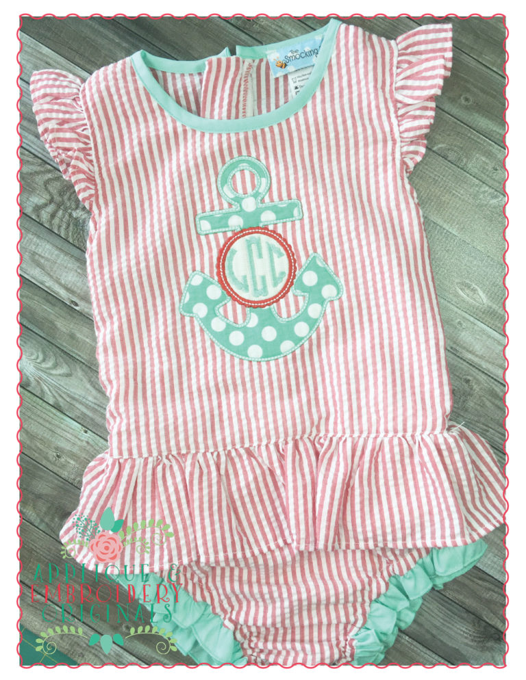 279 Anchor Scalloped Monogram Frame Applique Design - Image 2