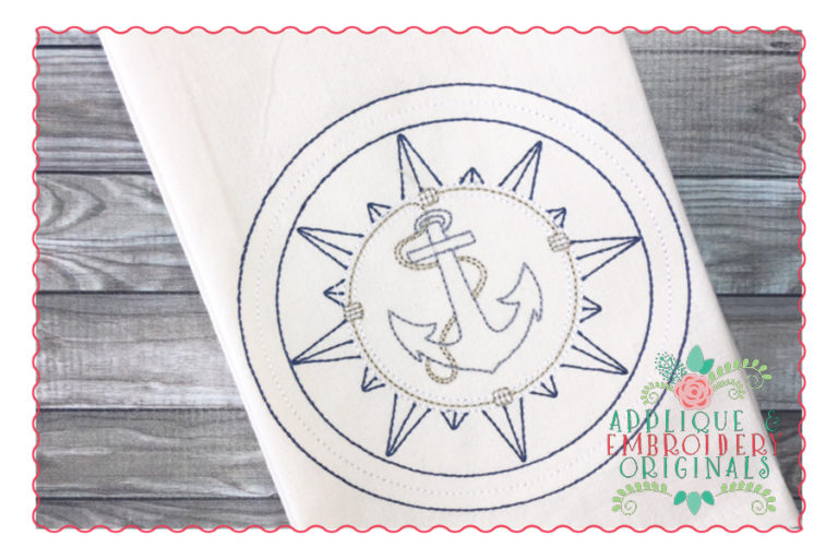 281 Vintage Compass Rose Anchor Vintage Embroidery Design - Image 2