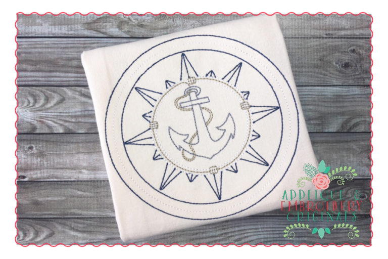 281 Vintage Compass Rose Anchor Vintage Embroidery Design