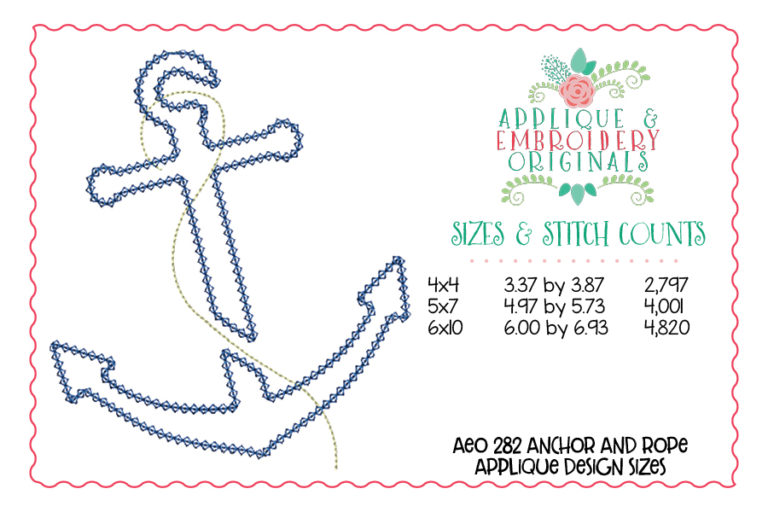 282 Anchor and Rope Ric Rack Applique Design - Image 2