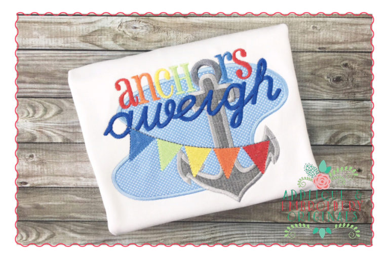 1414 Anchors Aweigh Banner Pennant Applique Design