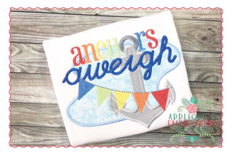 1414 Anchors Aweigh Banner Pennant Applique Design - Image 6