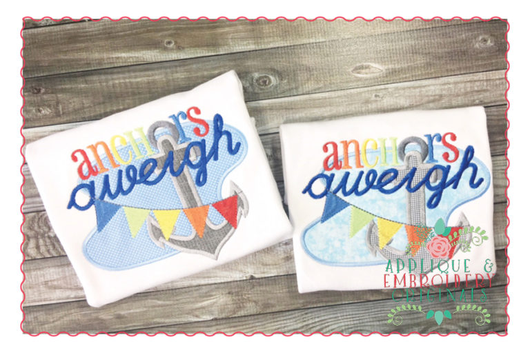 1414 Anchors Aweigh Banner Pennant Applique Design - Image 5
